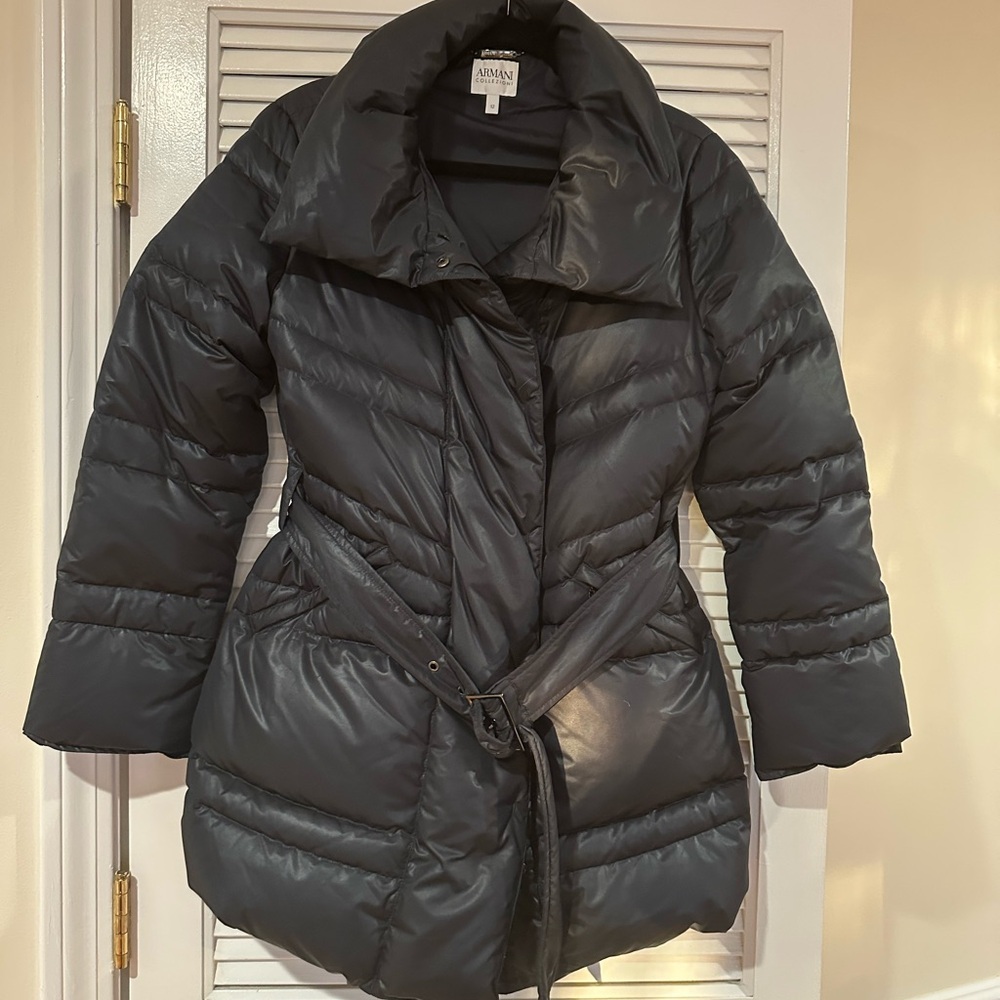 Armani Collezioni Charcoal Puffer Coat